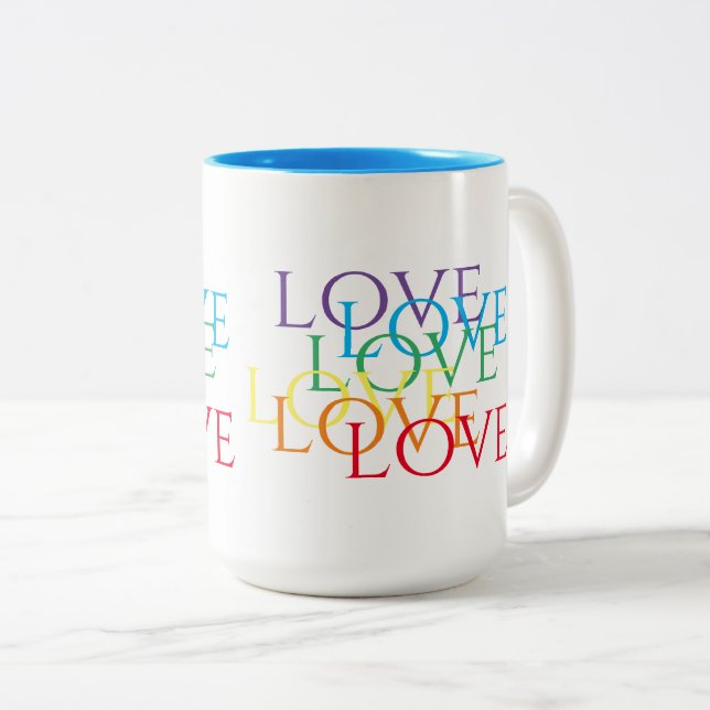 RAINBOW KÄRLEK Tall Blue Two Tone Mugg (Framsida höger)