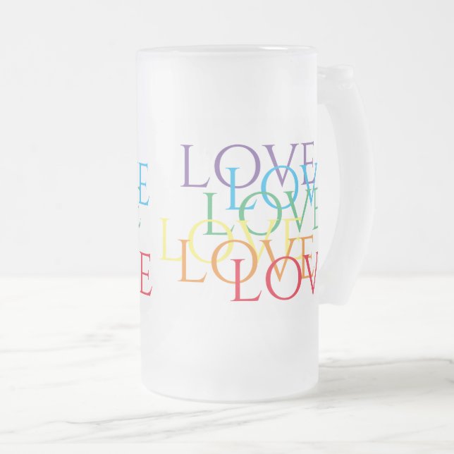 RAINBOW KÄRLEK Tall Frosted Glass Mugg (Framsida höger)