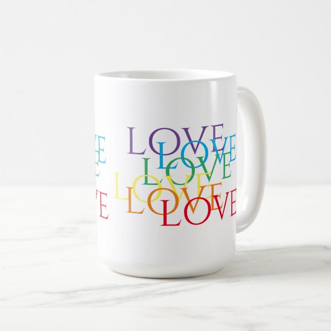 RAINBOW KÄRLEK Tall White Mugg (Framsida höger)