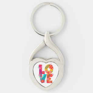 Rainbow Kärlek Twisted Heart Silverfärgad Nyckelring