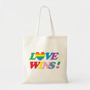 Rainbow Kärlek Wins Heart Tote Bag Tygkasse