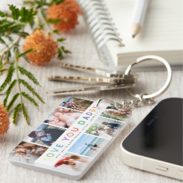 Rainbow 'KÄRLEK you DADDY' Photo Collage Keepsaké Nyckelring