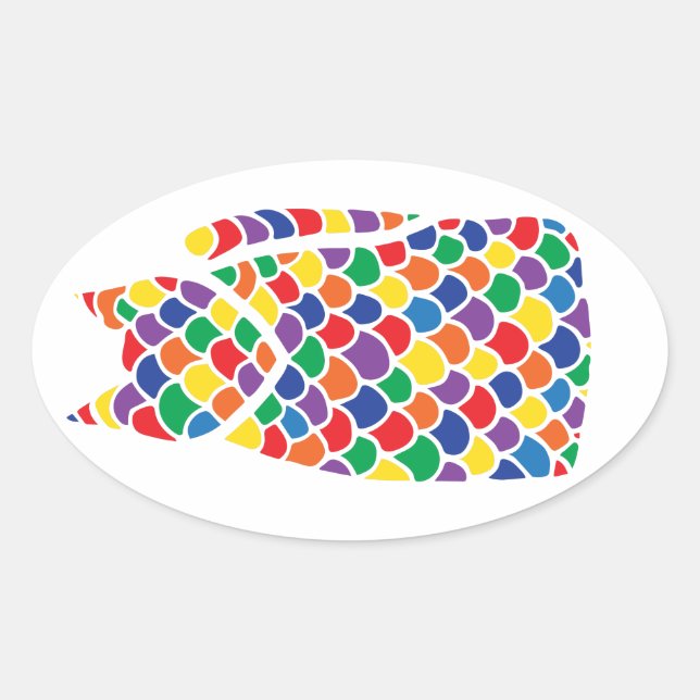 Rainbow Kattunge-klistermärken Ovalt Klistermärke (Framsida)