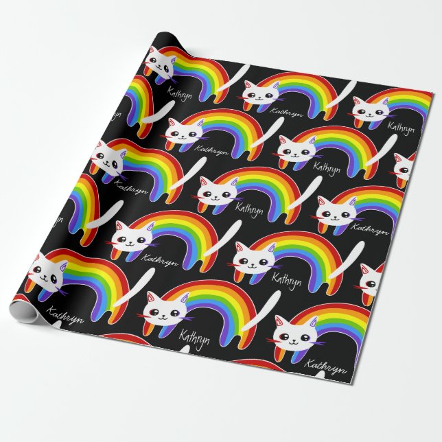 Rainbow Kattunge Personlig Presentpapper (Utrullad)