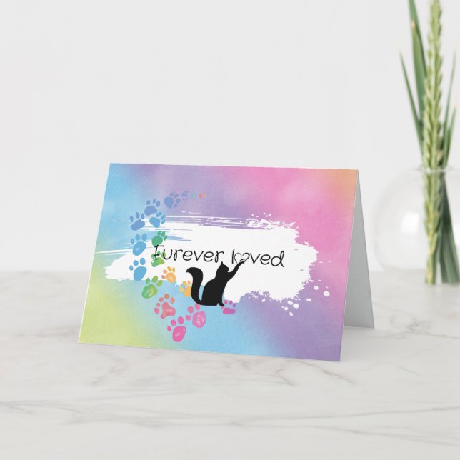 Rainbow Kattunge Pet Loss Sympathy Kort (Framsida)