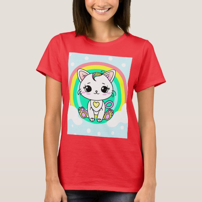 Rainbow kattunge t shirt (Framsida)