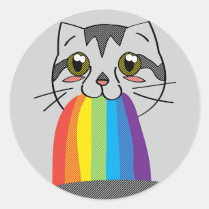 Rainbow Kattunge Vomit Stickers Runt Klistermärke