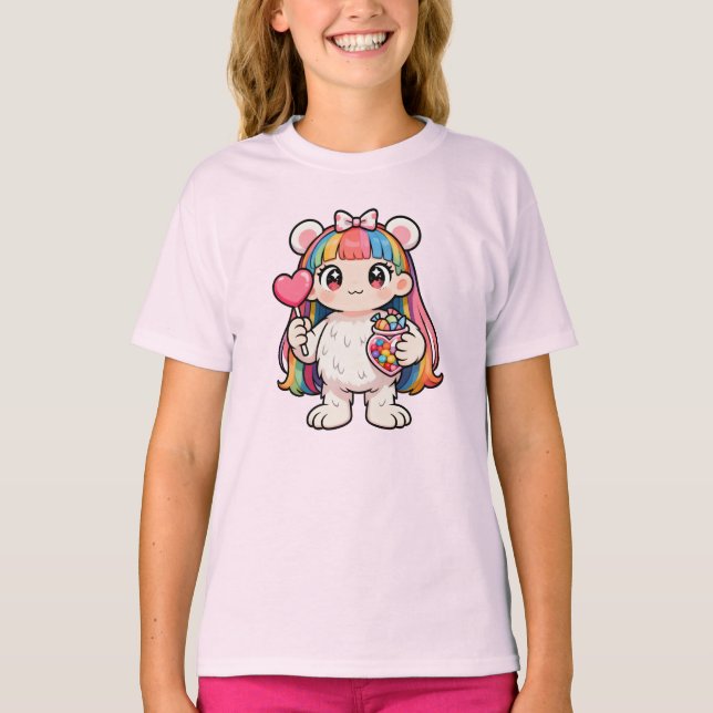 Rainbow Kawaii Bear T-Shirt (Framsida)