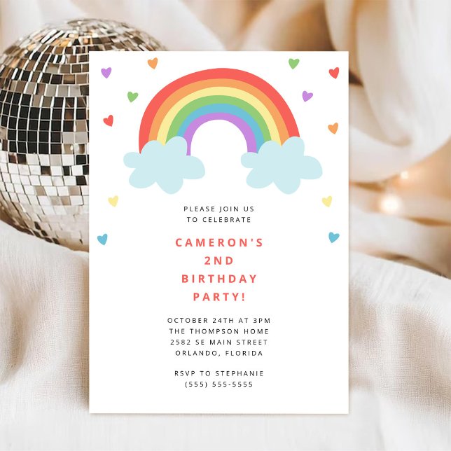 Rainbow Kids Birthday Invitation Inbjudningar (Skapare uppladdad)