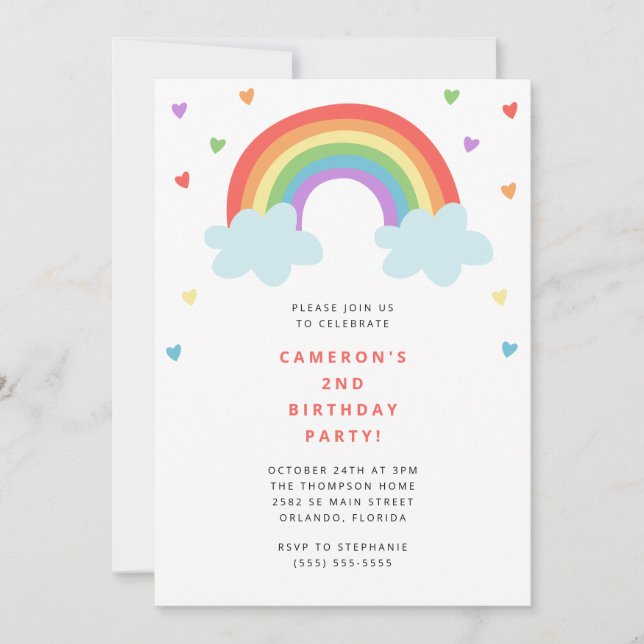 Rainbow Kids Birthday Invitation Inbjudningar (Framsida)