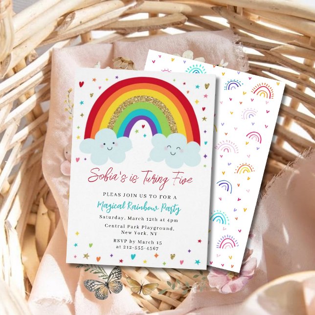 Rainbow Kids Birthday Party Invitation Magical  Inbjudningar (Skapare uppladdad)
