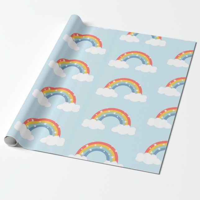 Rainbow Kids Party Wrapping Papper Presentpapper (Utrullad)