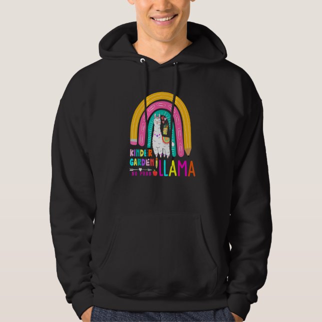 Rainbow Kindergarten No Prob Llama 100th Day of Sc Hoodie (Framsida)