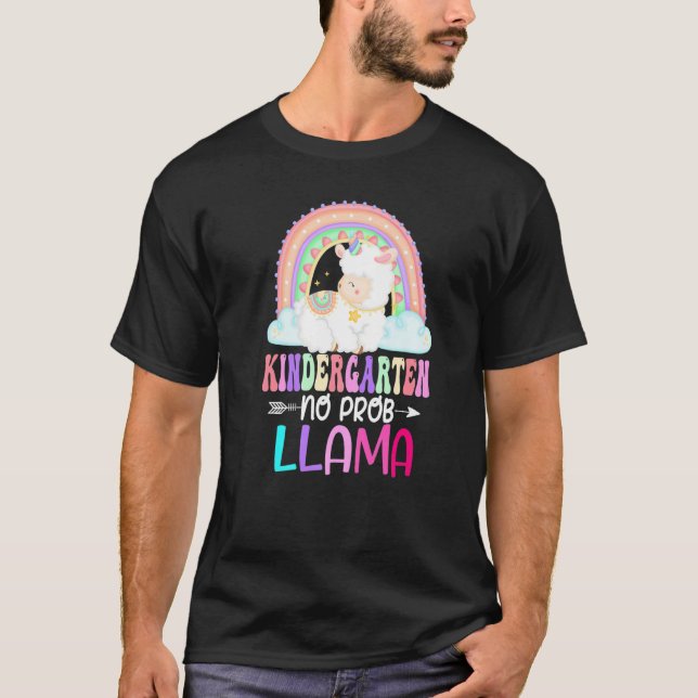 Rainbow Kindergarten No Prob Llama 100th Day of Sc T Shirt (Framsida)
