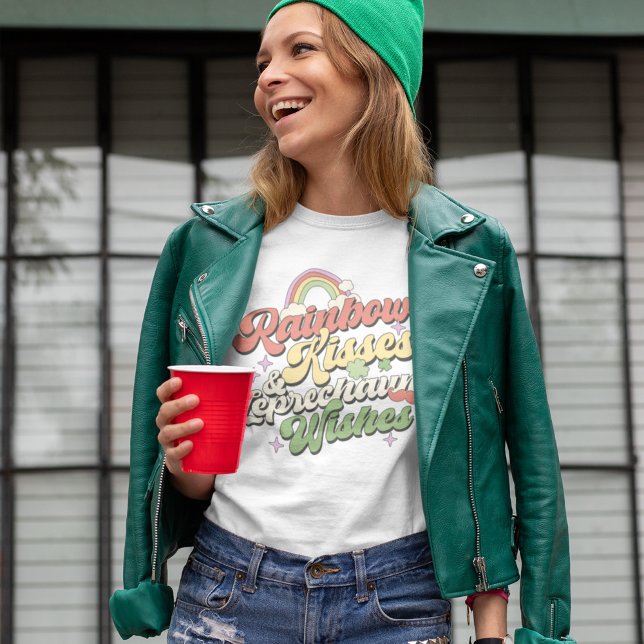 Rainbow Kisses och Leprechaun Önskemål T Shirt (Skapare uppladdad)