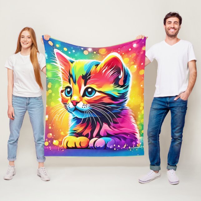 Rainbow Kitten Dream Fleecefilt (På plats)