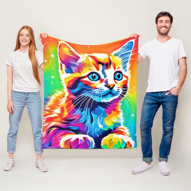 Rainbow Kitten Dreams Fleecefilt (På plats)