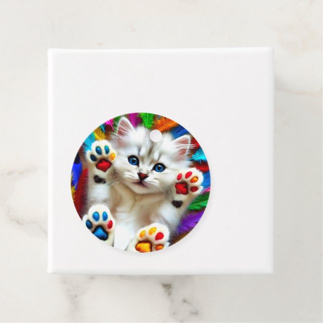 Rainbow Kitten Gåvor Etiketter (På plats)