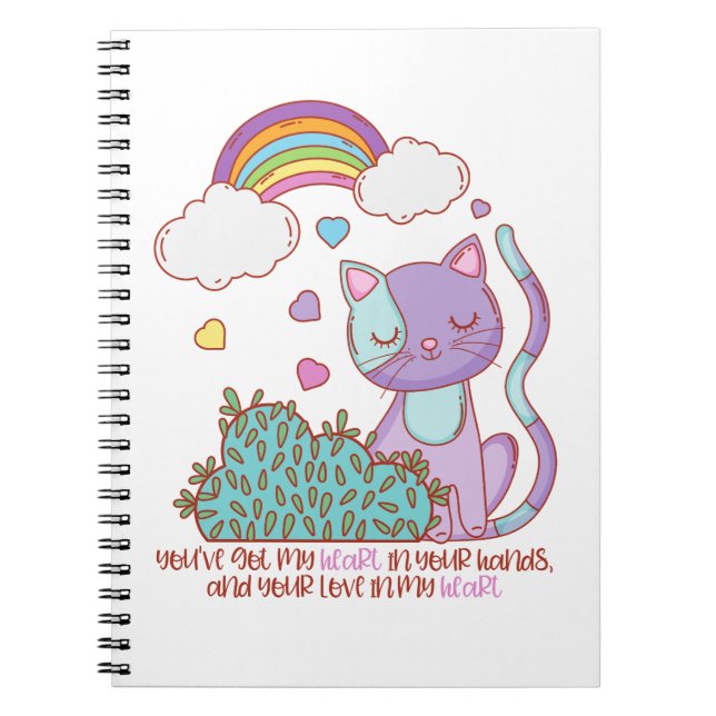 Rainbow Kitten Notebook + Citat Anteckningsbok (Framsidan)