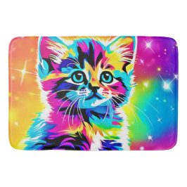 Rainbow Kitten Porträtt Badrumsmatta