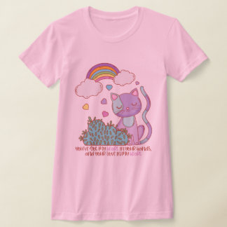 Rainbow Kitten with Heart Lyrics on Women's Tee