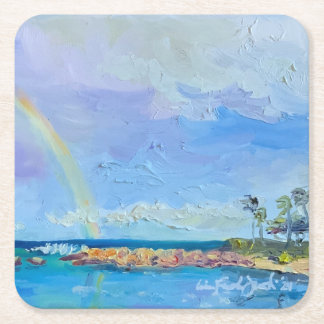Rainbow Ko’Olina Lagoon 4 Papper Underlägg Kvadrat