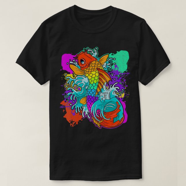 Rainbow Koi Fish Coola Japansk Tattoo Jinli Japan T Shirt (Design framsida)