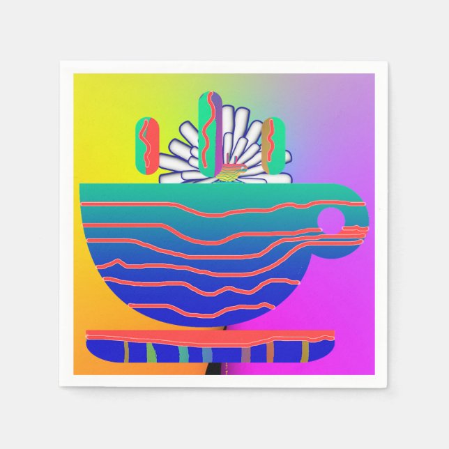 Rainbow Kopp Saucer Party Cocktail Pappersservett (Framsidan)