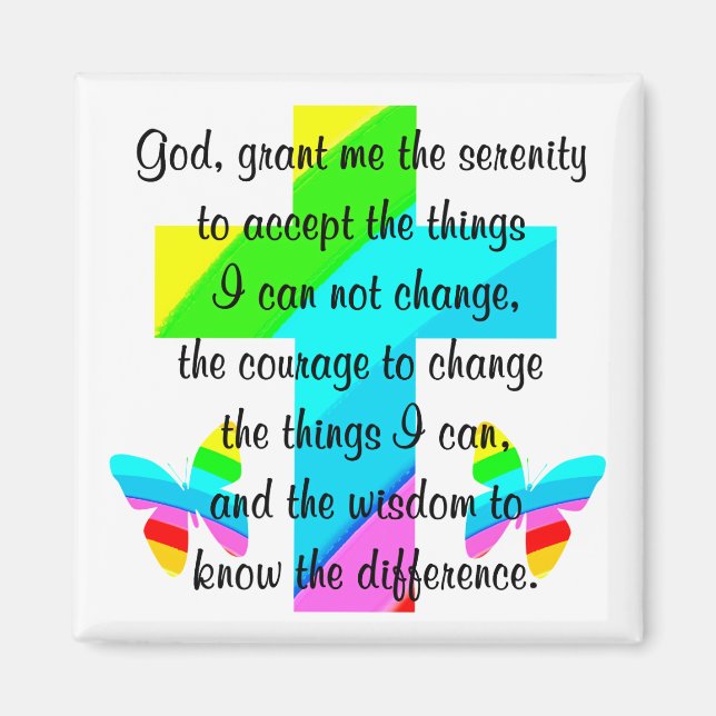 RAINBOW KOR OCH BUTTERFLY SERENITY PRAYER DESIGN MAGNET (Framsidan)