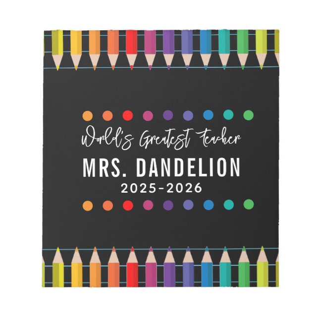 Rainbow Kritor Kindergarten Teacher Anteckningsblock (Framsida)