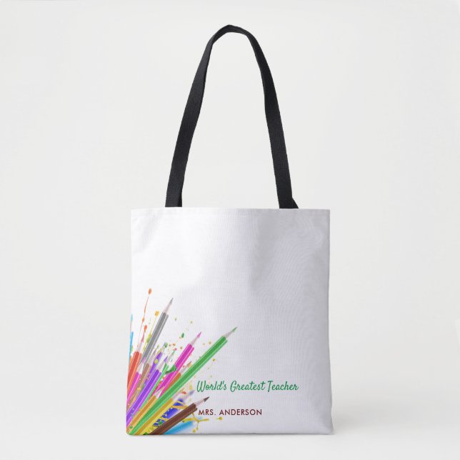 Rainbow Kritor Kindergarten Teacher Gift Tote Bag Tygkasse (Framsida)