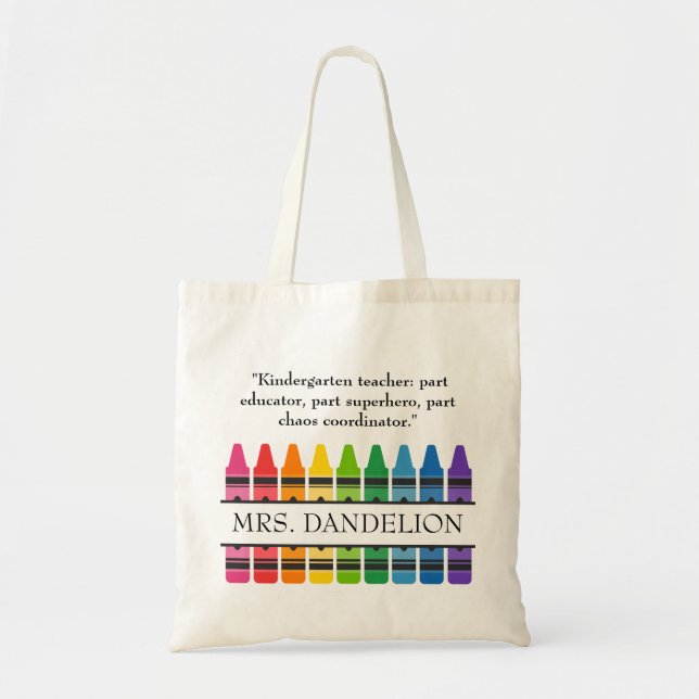 Rainbow Kritor Kindergarten Teacher Gift Tote Bag Tygkasse (Framsidan)