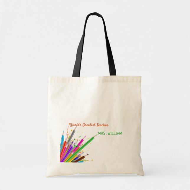 Rainbow Kritor Kindergarten Teacher Gift Tote Bag Tygkasse (Framsidan)