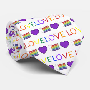 Rainbow Lagrar Cake Lila Heart KÄRLEK Pride Tie Slips