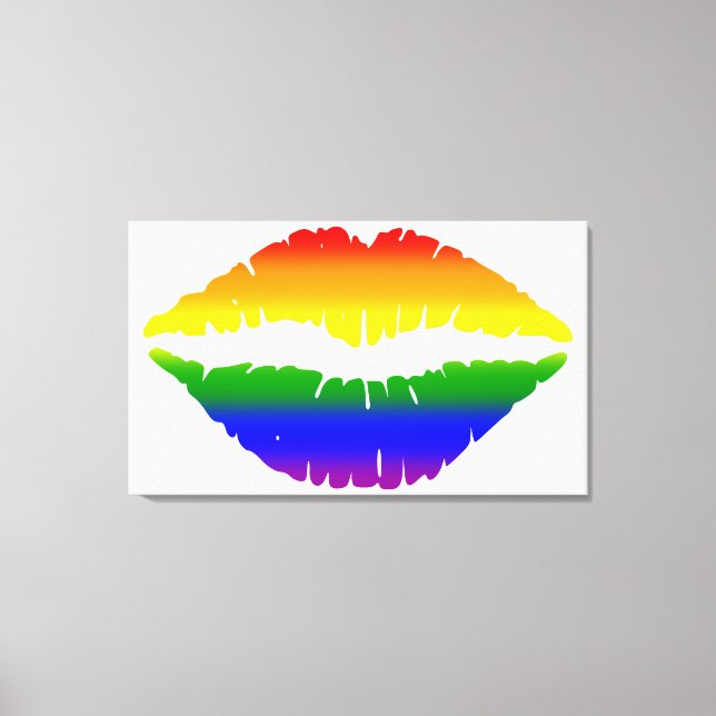 Rainbow Läppar Canvastryck (Framsida)