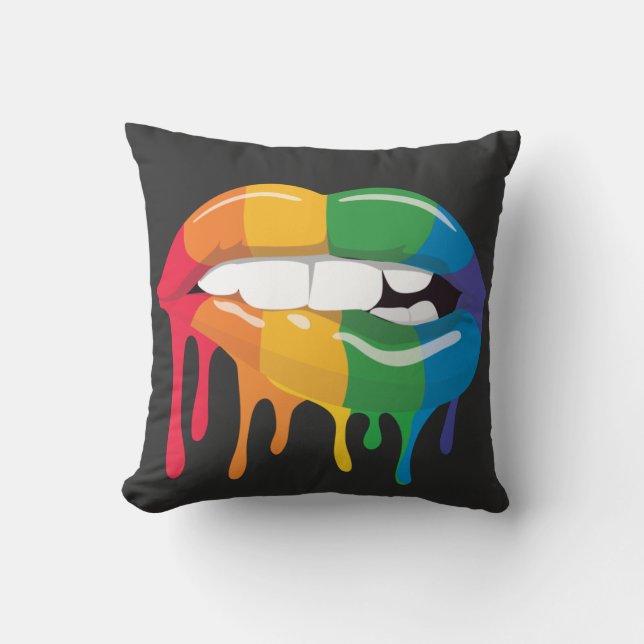 Rainbow Läppar Kudde (Framsida)