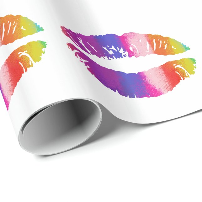 Rainbow Läppar Presentpapper (Rullad Hörn)