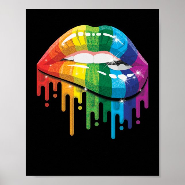 Rainbow Läppar Pride Gay Lesbisk LGB Gift Poster (Framsidan)