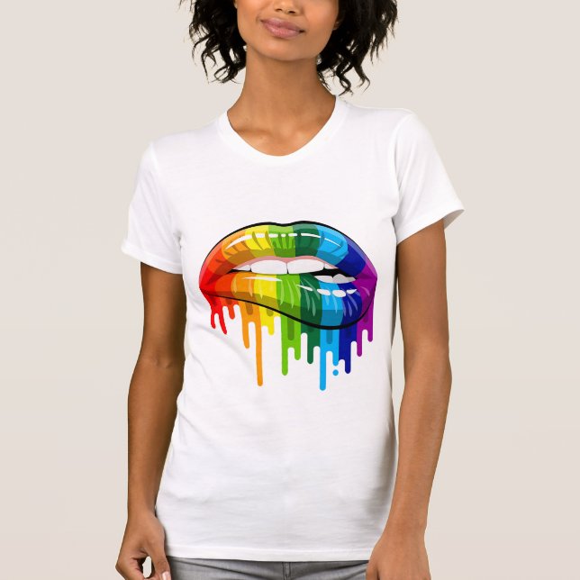 Rainbow läppar T-Shirt (Framsida)