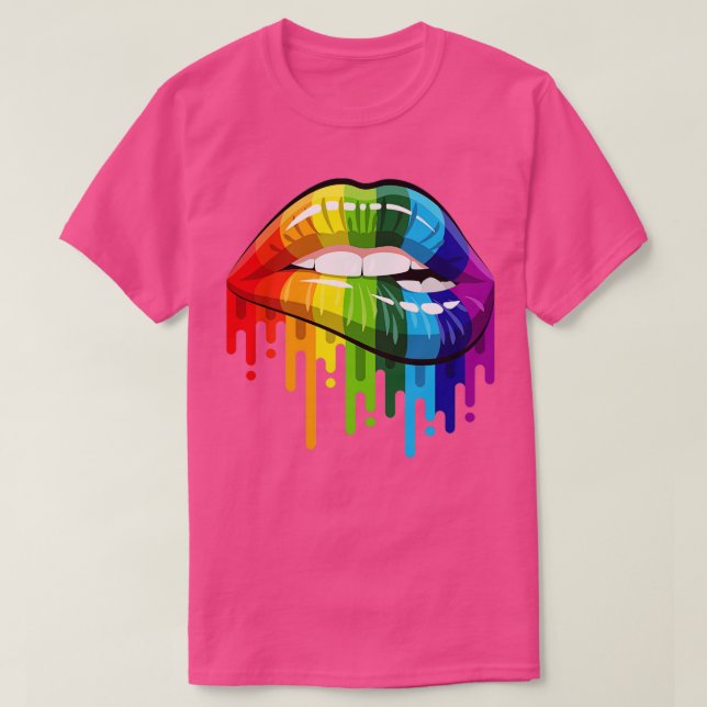 Rainbow Läppar T Shirt (Design framsida)