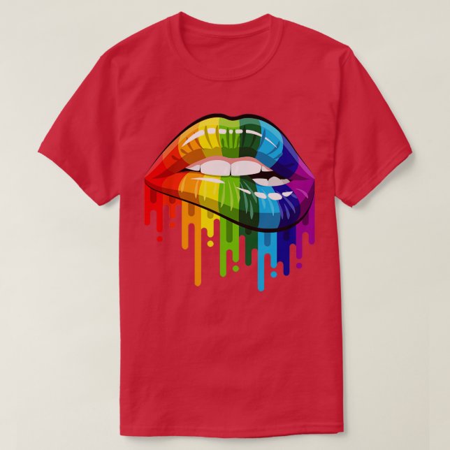 Rainbow Läppar T Shirt (Design framsida)