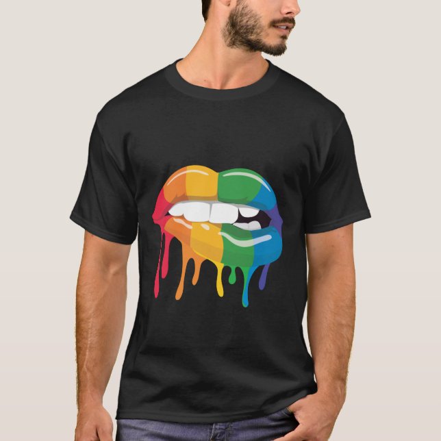 Rainbow Läppar T-Shirt (Framsida)