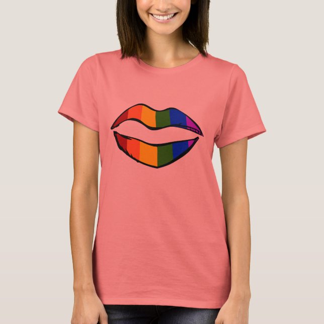 Rainbow Läppar T-shirt (Framsida)