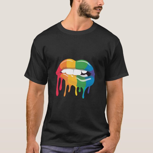 Rainbow Läppar T Shirt (Framsida)