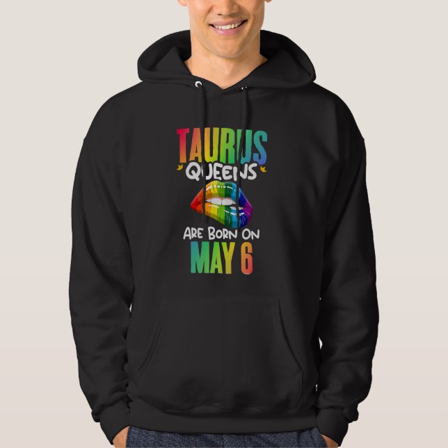 Rainbow Läppar Taurus Queens Birthday Zodiac Sign  Hoodie (Framsida)