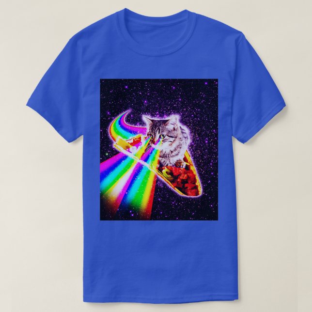 Rainbow Laser Ögon Kattunge Galaxy Cat Rymden Ca T Shirt (Design framsida)
