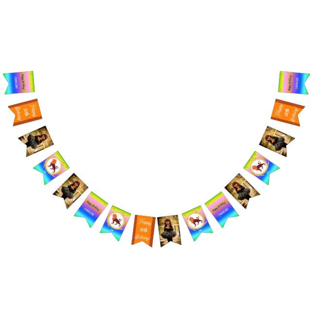 Rainbow Leo Glitter Födelsedagsfest Vimplar (Alla)