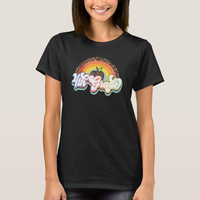 Rainbow Leopard 4:e Klass-läraren Student tillbaka T Shirt (Framsida)