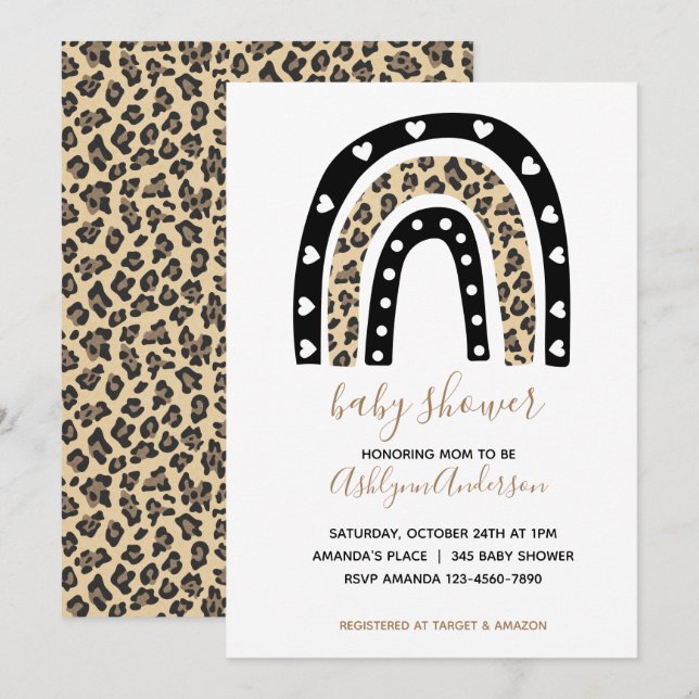 Rainbow Leopard Baby Shower-inbjudan Inbjudningar (Fram/baksida)