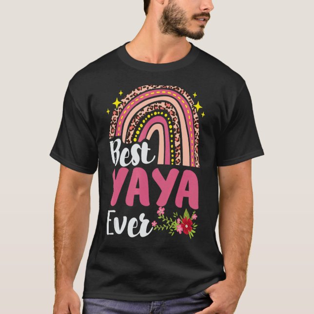 Rainbow Leopard Best Yaya Aldrig Mors dag Mor T Shirt (Framsida)